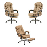 Cadeira Presidente Dupla Massagem Para Conforto Extra Bege