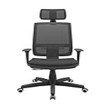 Cadeira Presidente Escritório Brizza NR 17 Mecanismo Relax Assento Couro Ecológico Com Apoio De Cabeça Preta Plaxmetal