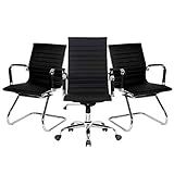 Cadeira Presidente Moobx Style Charles Eames Conjunto 2 Cadeiras Executivas Base Fixa