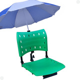Cadeira Pvc Dobrável E Giratória Verde Para Pesca Em Barco Com Suporte Para Guarda sol Leve Resistente E Com Giro De 360 Graus Riomar Equipesca