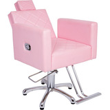 Cadeira Reclinável Maquiagem Salão De Beleza Cabeleireiro Cor Rosa Bebê