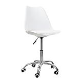 Cadeira Saarinen Office Base Cromada Com Rodizio Giratória Branco
