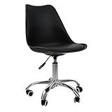 Cadeira Saarinen Office Base Cromada Com Rodizio Giratória Preto