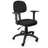 Cadeira Secretária Giratória De Escritório Com Braços Estofada Em Tecido Ergonômico Preto Estrutura De Aço E Rodízios De Nylon Escritex