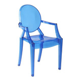 Cadeira Sofia Com Braços Em Policarbonato Cor Azul Claro