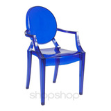 Cadeira Sofia Com Braços Em Policarbonato Cor Azul Escuro