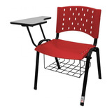 Cadeira Universitária Plástica Vermelha Kit 5