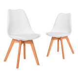 Cadeiras Jantar Mesa Cozinha Leda Design Wood 2 Unidades Cor Da Estrutura Da Cadeira Branca