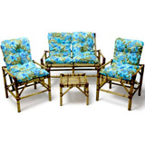 Cadeiras Juntas Bambu Para Jardim 4 Lugares C 1 Mesa Lindo