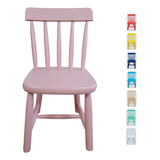 Cadeirinha Infantil De Madeira Criança Colorida Resistente Cor Rosa claro