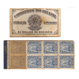 Caderneta Cartela De Selos Cd 3 Brasil 1908 Deodoro 200 Réis