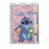 Caderno Argolado Fichario Colegial Pvc Stitch Dac 192 Fls Cor Rosa
