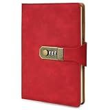 Caderno Com Cadeado LUMAI Sem Pauta Linhas Folhas Em Branco Diario Com Fechadura Segredo Lock Criatividade Privacidade Desenho Vermelho 