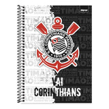 Caderno Corinthians Futebol Spiral Capa Dura 80 F Cor Branco
