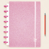 Caderno Criativo Inteligente Glitter Rosé Discos