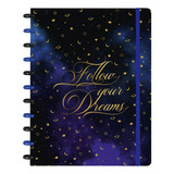 Caderno De Disco Inteligente Grande Planetas Estrelas Azul Cor Preto E Azul