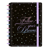 Caderno De Disco Iscool Inteligente Grande Dreams Lilás