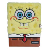 Caderno Diário Bob Esponja Pelúcia Cadeado Chaves 80 Folhas