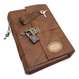 Caderno Diário Cadeado Couro A6 300 Folhas Envio Imediato