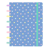 Caderno Disco Iscool Criativo A5 Candy Poá Coração Azul