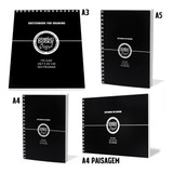 Caderno Para Desenho 100 Folhas A3 A4 A5 4 Unidades 170grs