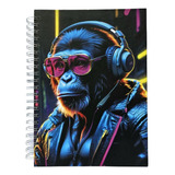 Caderno Universitário Capa Dura 200 Fls 10 Materias Macaco
