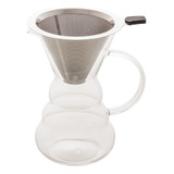 Cafeteira De Vidro Borossilicato Com Filtro Em Inox 500ml Cor Prateado