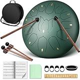 CAHAYA Tambor De Língua De Aço De 30 5 Cm 13 Notas De Percussão De Aço Com Partitura Musical Marretas De Dedo E Bolsa De Transporte Para Meditação Entretenimento Educação Musical Verde Sálvia