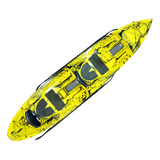 Caiaque Pesca Duplo New Foca Standard C 2 Remos 2 Porta Vara Cor Amarelo Neon