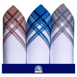 Caixa 3 Lenços De Algodão Mercerizado Presidente 41x41 Cm Cor Harley 3260 