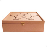 Caixa 35x35x10 Mdf Com Fecho E Dobradiça P Taça D Vinho