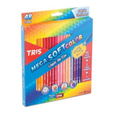 Caixa 48 Lápis De Cor Colorido Super Macio Mega Soft Tris