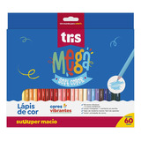 Caixa 60 Lápis De Cor Colorido Super Macio Mega Soft Tris