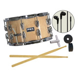 Caixa Bateria Phx Music 14x8 Madeira Cromado Pele Cristal