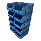Caixa Bin Organizadora Plástica N 3 Azul Caixa Com 10 Peças
