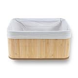 caixa cesto retangular bambu natural tecido linho organizacao premium