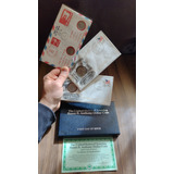 Caixa Com 3 Envelopes Com Selos E 4 Moedas Americanas