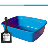Caixa De Areia Gato Bandeja Higiênica Para Gatos Grande Cor Azul