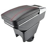 Caixa De Armazenamento Para Renault Dacia Duster I 2010 2015 Apoio De Braço Giratório Couro Preto 2013 2014 RedThread