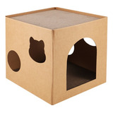 Caixa De Arranhador Cat House Casa De Papelão Para Gatos Com