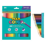 Caixa De Lapis De Cor 24 Cores Multicolor Ponta Resistente