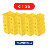 Caixa De Luz Pvc Amarela 4x2 Tramontina Kit Com 25