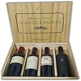 Caixa De Madeira Com 4 Vinhos Argentinos Agelica Zapata Malbec El Enemigo Malbec DV Catena Malbec Malbec Alma Negra