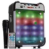 Caixa De Som Bluetooth 300w Rms Amplificada Iluminação Led RGB Som Potente Mp3 Rádio Fm Conexão Usb Tipo C Cartão SD P2 Aux Com Microfone P10