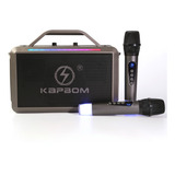 Caixa De Som Bluetooth Com 2 Microfones Portátil Com Alça Kapbom Ka 8090 Preto