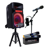 Caixa De Som Bluetooth Xc 812t 600w Tripés Mic S Fio