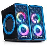 Caixa De Som Gamer Subwoofer 6W Rms Real Speaker 2 Alto Falante Estéreo Iluminação Led Rgb Conector P2 Usb Pc Computador Notebook Mac Celular Smart Tv