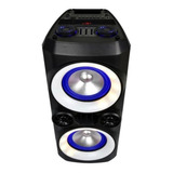 Caixa De Som Mini Torre Neon 300w Bluetooth Aux Usb Fm Sp379 Cor Preto 110v 220v