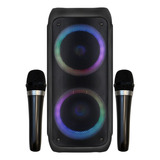 Caixa De Som Portátil Alto Falante Grande Potencia Heruz 5v 110 220v 2 Microfones