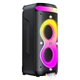 Caixa De Som Pulsebox 3 Double 8- 1400W- Extreme Bass- Cores RGB- Bluetooth 5-3 Rápida Conexão- Entrada Auxiliar- P10- Rádio FM- Preto - SP511